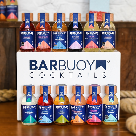 Full range of Barbuoy ready made single serving bottled cocktails