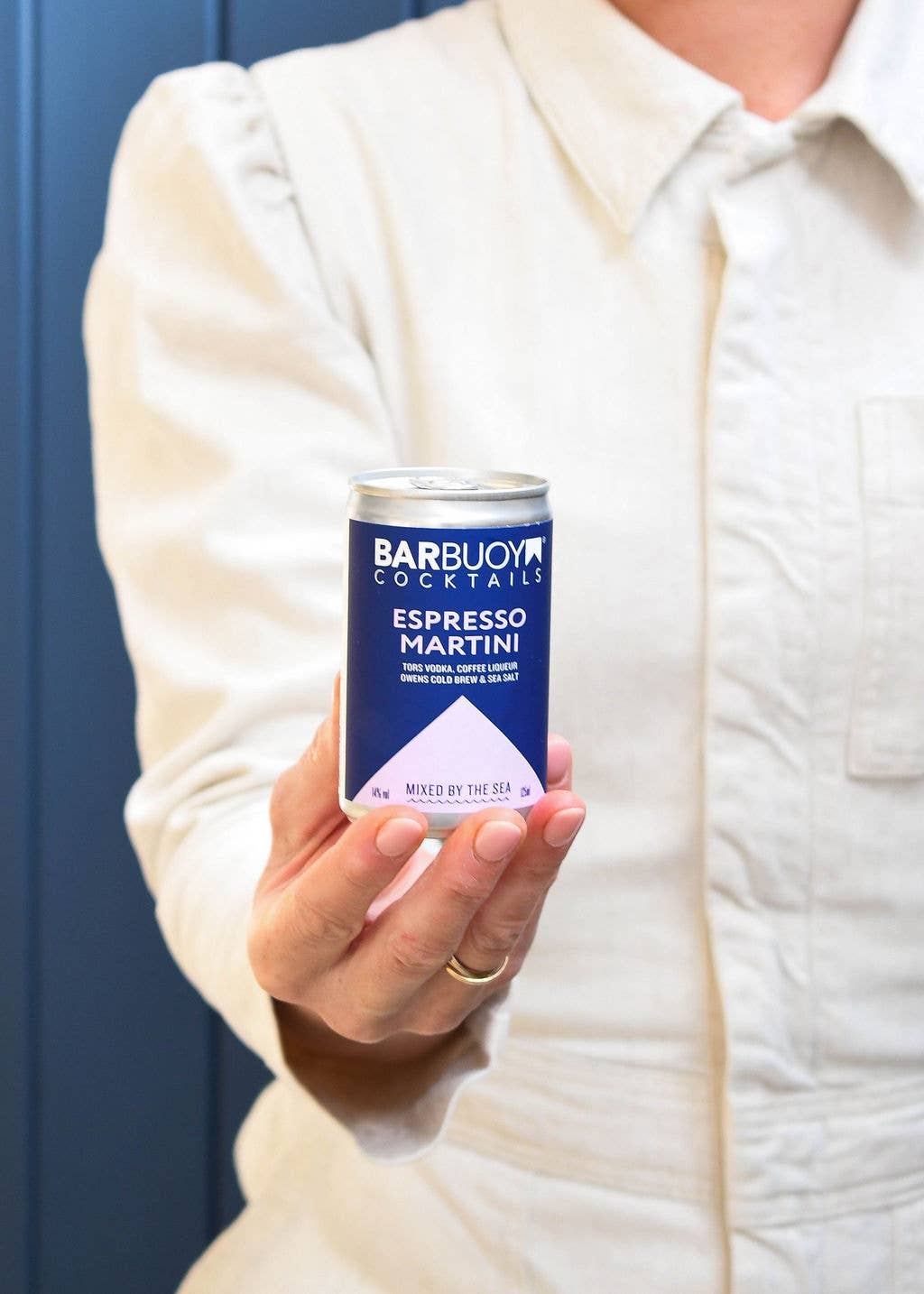 Bar Buoy Espresso Martini can held in hand