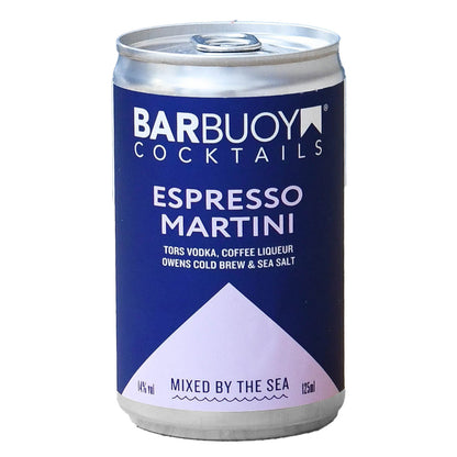 Bar Buoy Ready to drink Espresso Martini made with vodka, coffee liqueur and a touch of sea salt