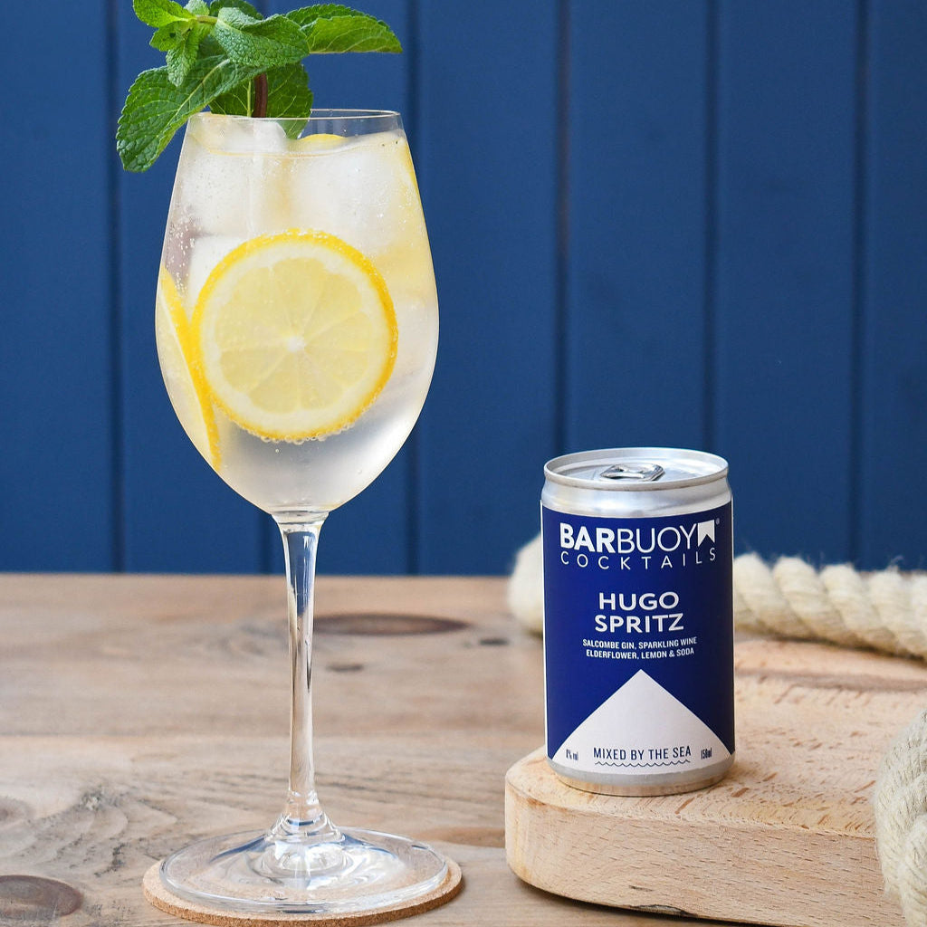 Light and floral hugo spritz an with elderflower, sparkling wine and salcombe gin