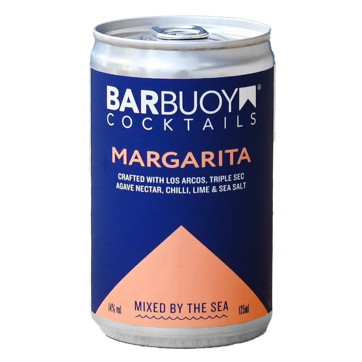 Ready to drink Bar Buoy Margarita with Los Arcos, triple sec, chilli, lime and sea salt - a subtly spicy twist on a classic