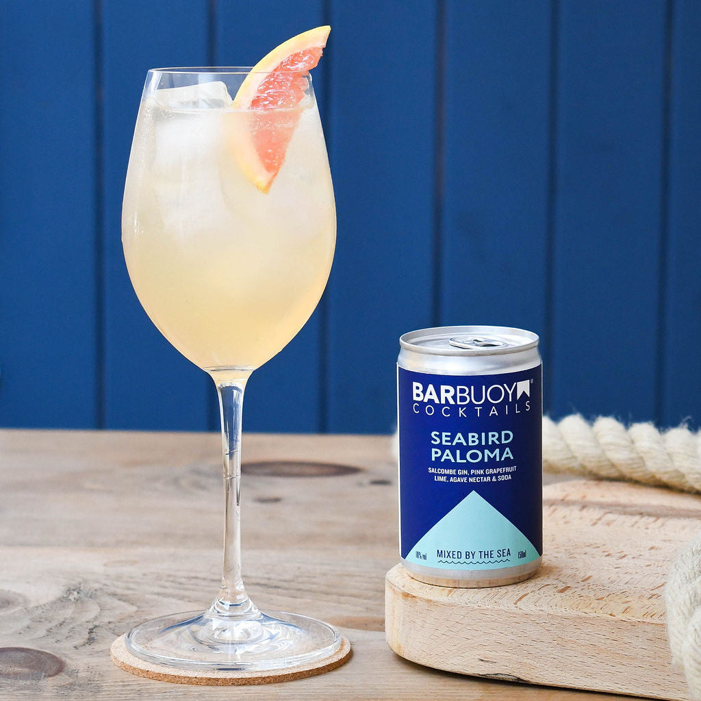 Seabird Paloma can with pink grapefruit, agave and Salcombe Gin - a refreshing coastal cocktail