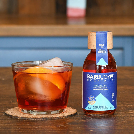 negroni ready made cocktail 10cl single serving bottle by barbuoy cocktails